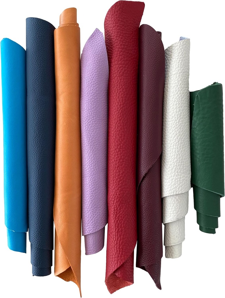 IPEA 1 kg Chutes de Cuir Colorés - Découpes Colorés de Vraie Cuir de Couleurs Mélangées en Tailles Aléatoires - Pièces de Cuir de Formes variées - Restes de Production Artisanale - Additional Image