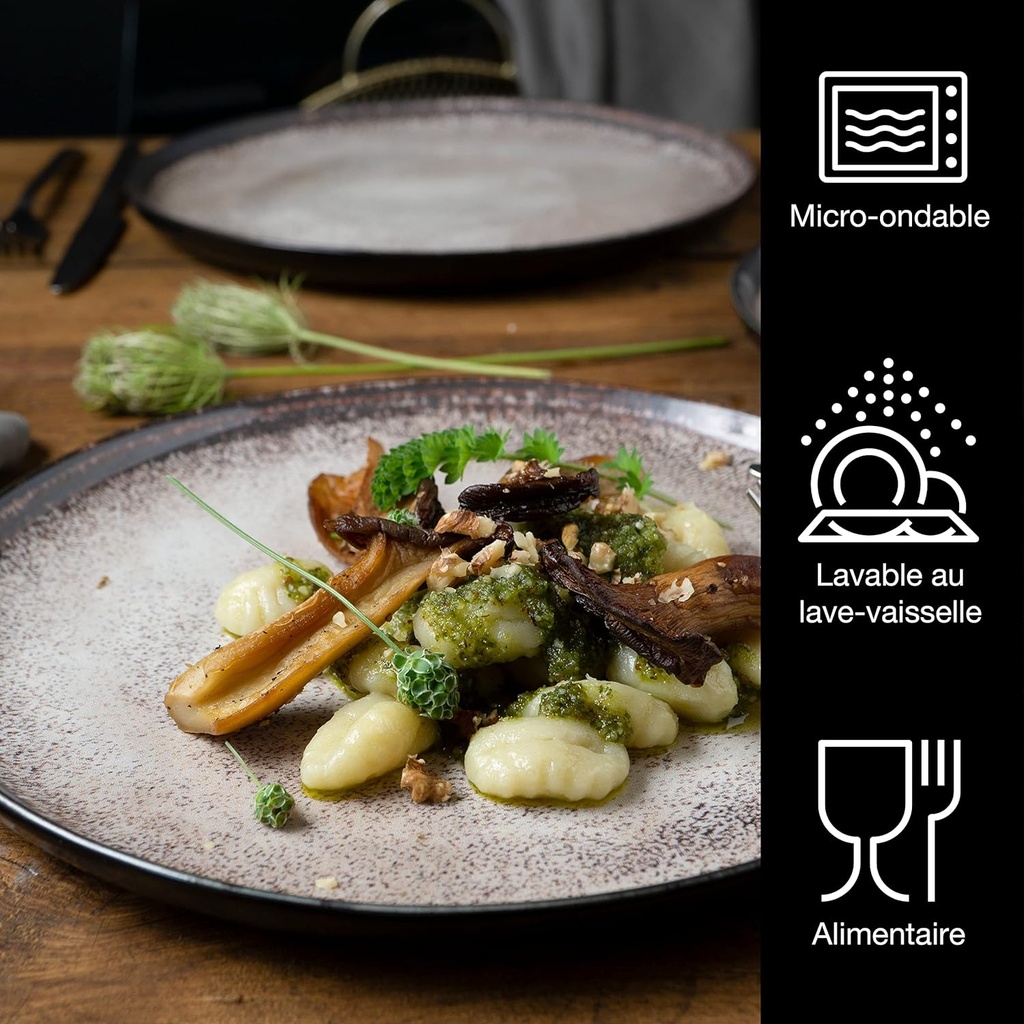 Moritz & Moritz VIDA Beige Dinner Plates for 6 People Porcelain Dishwasher and Microwave Safe Set of 6 - Additional Image