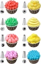 8 Pastry Nozzles and 1 Reusable Silicone Piping Bags, DIY Pastry Accessory Kit Professional Kit for Decorating Cupcake and Muffins Cakes - Additional Image