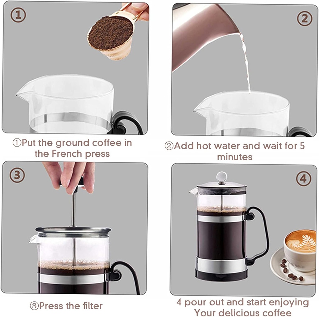 MAISITOO French Press Coffee Maker, 1000 ml French Glass Coffee Press, Heat Resistant Glass Tea Machine with Easy Clean Filters(Black) - Additional Image