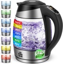 Shape Electric Glass Kettle 1.8L Adjustable Thermostat Temperature Selection from 40-100°C I Seven Colors LED Lighting I Keep Warm Function I Teapot I BPA Free - Additional Image