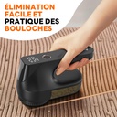 Ziitty Electric Pill Shaver LCD Display, Rechargeable Type-C Cable, 3 Adjustable Power Levels, 6 Blades Head for Lush, Ideal for Clothing, Sofa, Covers, Curtains Black - Additional Image