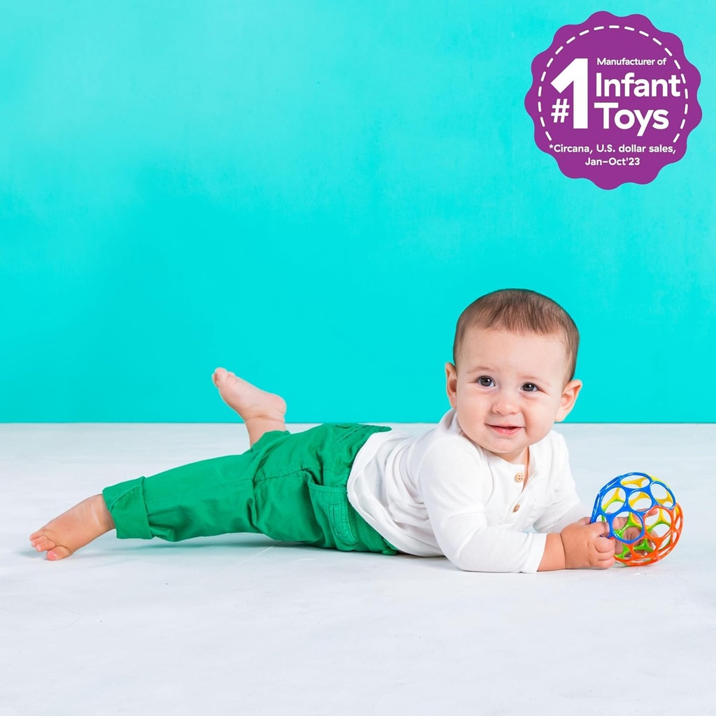 Bright Starts, Oball Classic, Flexible Easy Handling Ball, Sensory Activity Toy for Kids of All Ages, Multi-Color - Additional Image