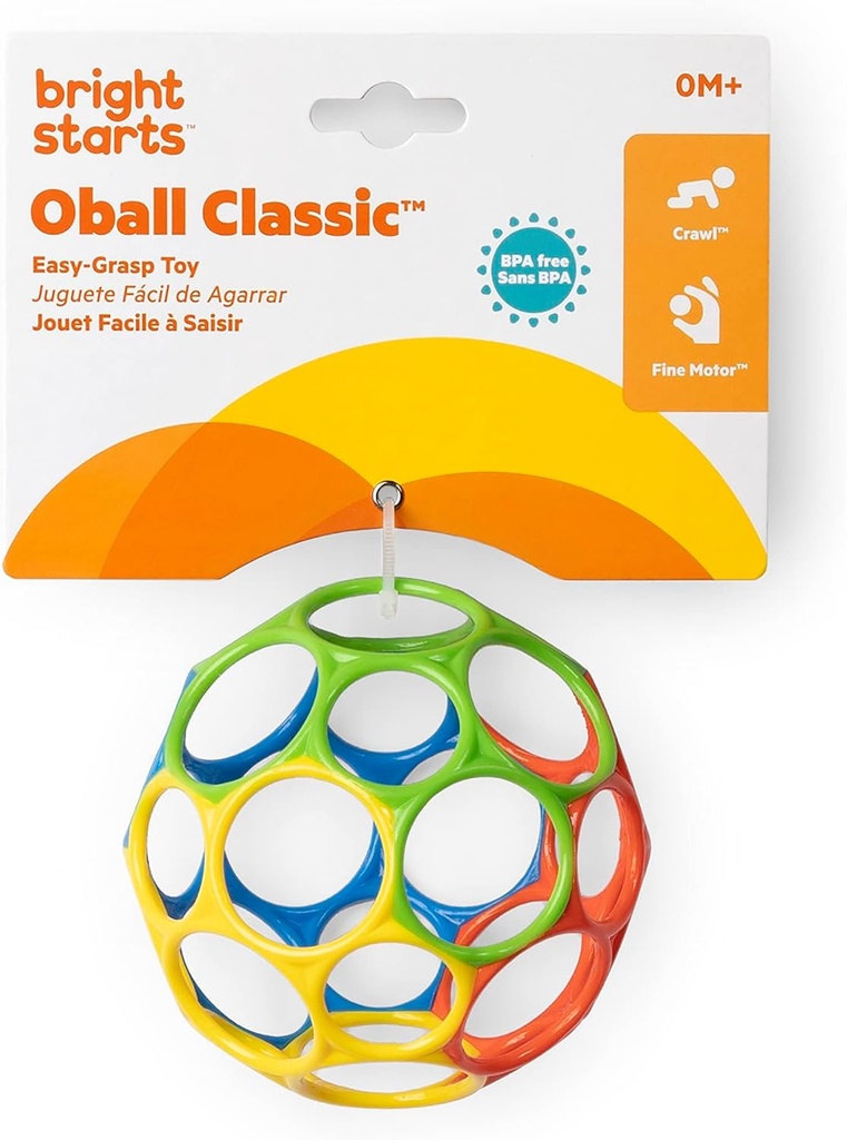 Bright Starts, Oball Classic, Flexible Easy Handling Ball, Sensory Activity Toy for Kids of All Ages, Multi-Color - Additional Image