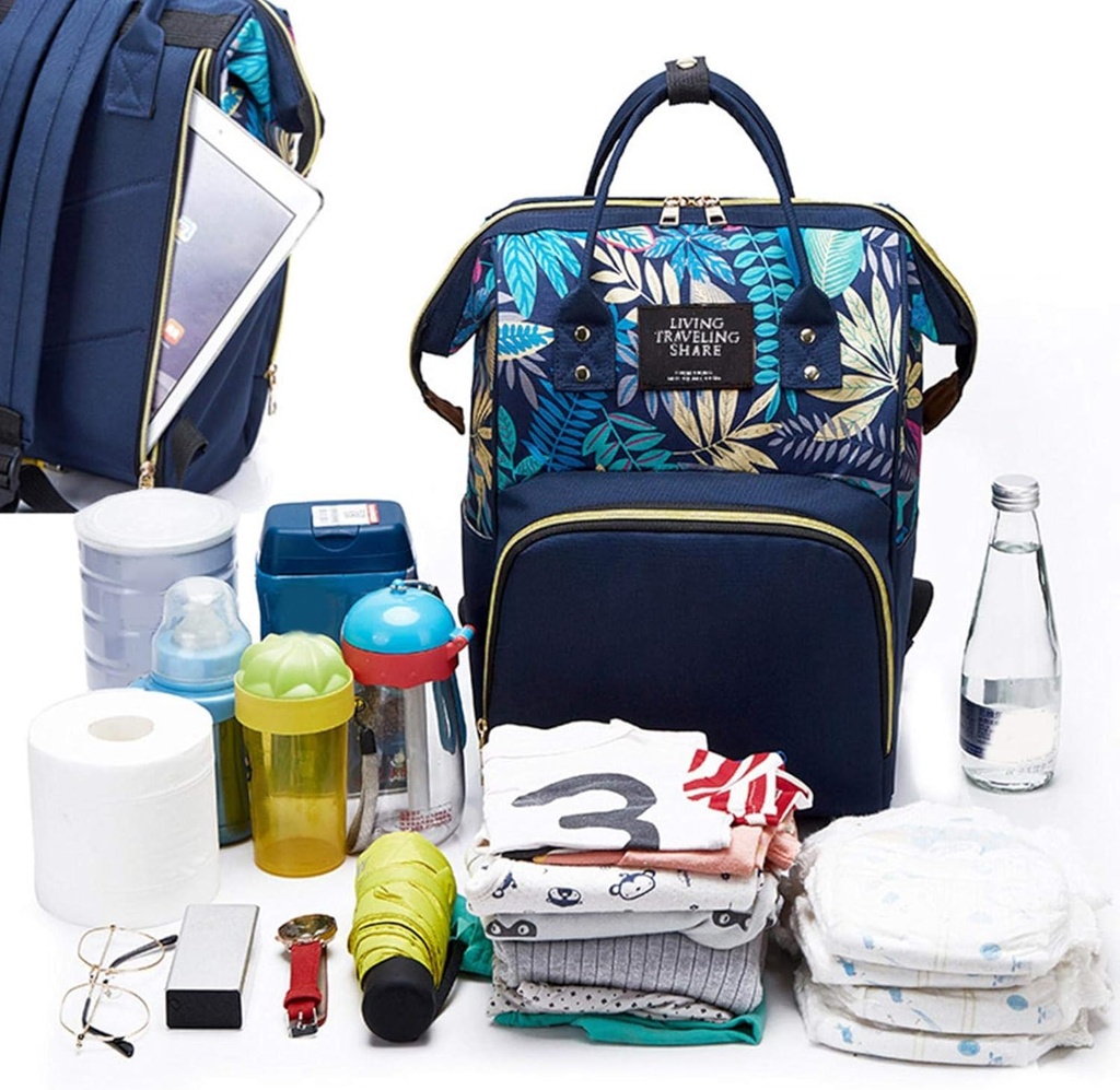 Diaper Bag, Large Capacity Water Resistant Portable Backpack with Adjustable Straps, Maternity Diaper Bag with Bottle Compartment for Mom and Dad, Blue, One Size - Additional Image