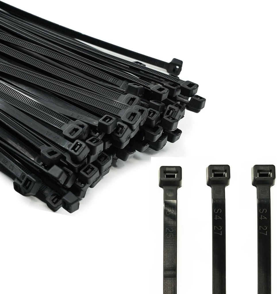 ERKO 100 Pieces Professional Cable Ties 100 x 2.5 mm Cable Tie Handle Black Color Temperature Resistant 100 x 2,5 mm - 100 pièces Noir - Additional Image