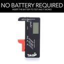 Takit Digital Battery Tester for AA, AAA, C, D, PP3, 9 V, 1.5 V, Button Batteries – Works Without Batteries – French Brand - Additional Image