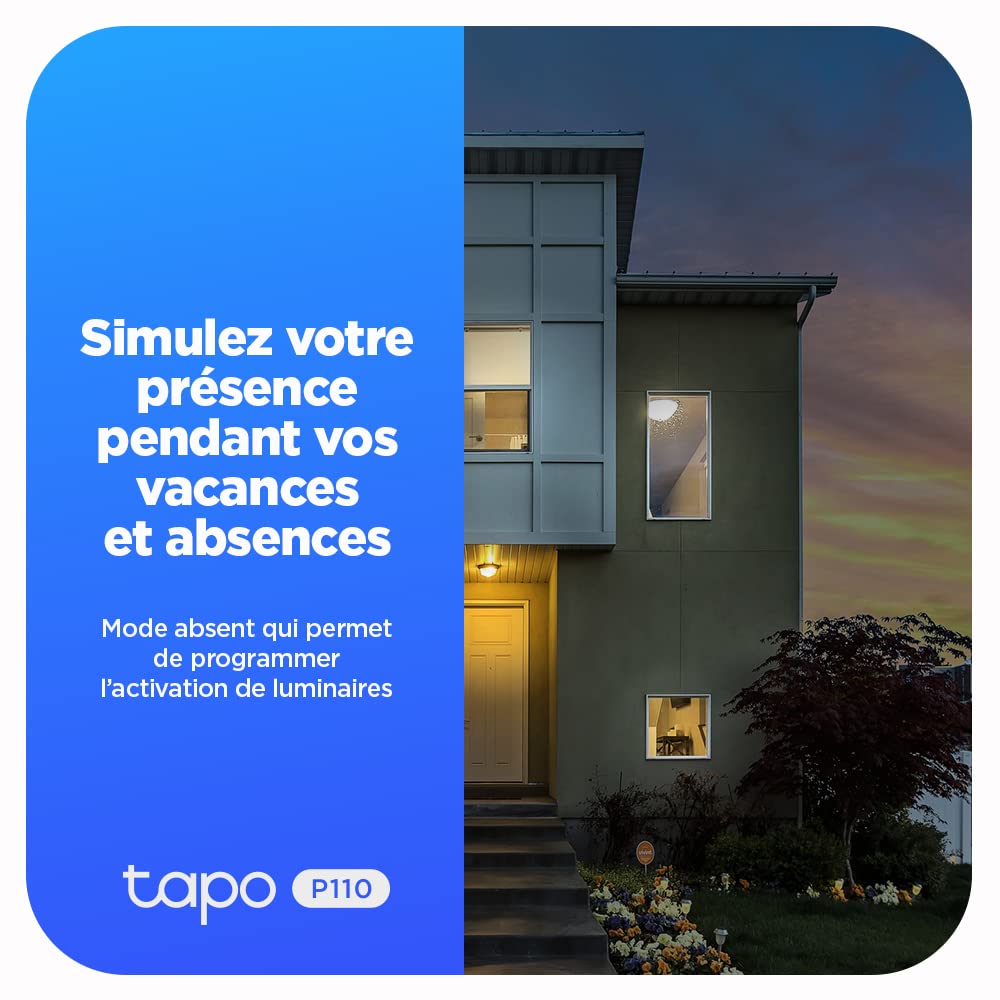 Tapo WiFi Connected Socket, Consumption Tracking, 16A Type E, Compatible with Alexa and Google Home, Control Radiator, Heating, Energy Saving, Voice Control, Tapo P110(FR) - Additional Image