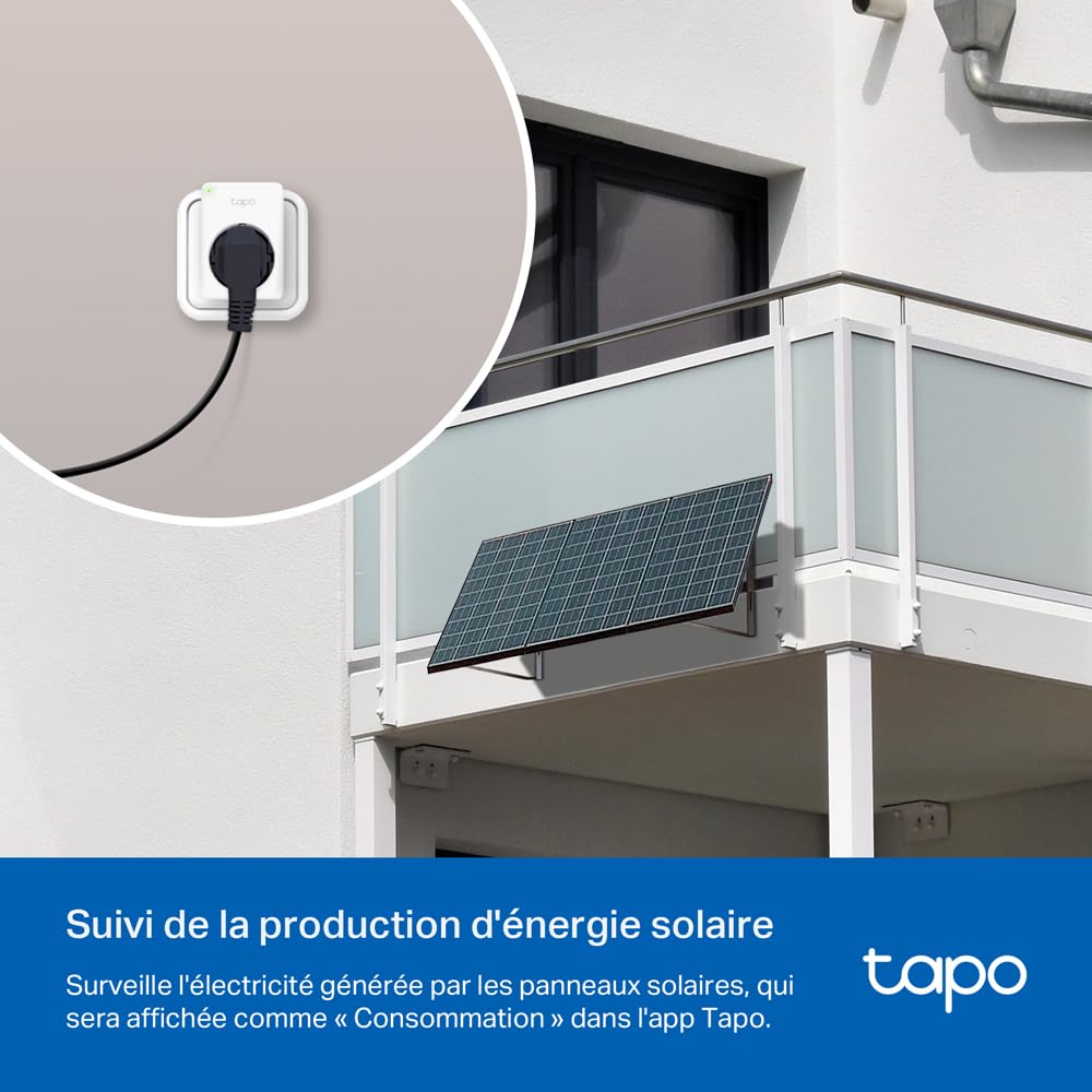 Tapo WiFi Connected Socket, Consumption Tracking, 16A Type E, Compatible with Alexa and Google Home, Control Radiator, Heating, Energy Saving, Voice Control, Tapo P110(FR) - Additional Image