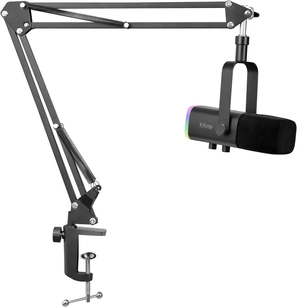 FIFINE USB/XLR Streaming Microphone Gaming for PC PS4 PS5, RGB Cardioid Dynamic Microphone with Stand, for Mixer Sound Cards, for Gaming, Podcasting, Broadcasting, Voice Recording - Additional Image