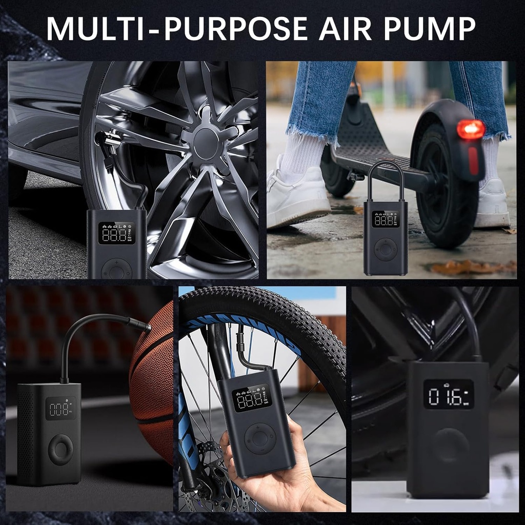 Mi Air Pump 2, Mijia Portable Air Compressor 2nd, Electric Car Tyre Inflator, Portable Pump Compressors 150PSI Lamp LED Torch, 2000mAh Charge Pump for Car, Bicycle, Motorcycle, Scoot, Ball - Additional Image