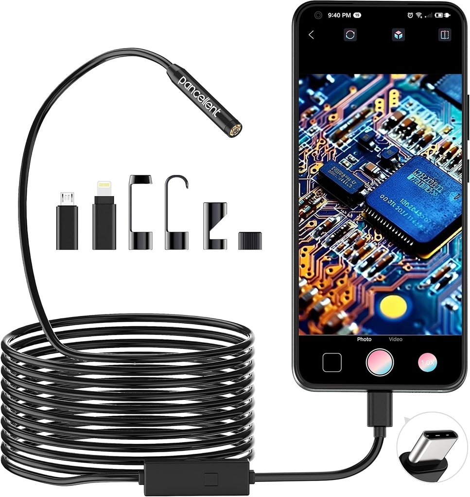 Endoscopic Inspection Snake 1920P HD Endoscopic pancellent Type C Camera with 8 LED Lights for Android and iOS Smartphone, iPhone, iPad, Samsung (5M) - Additional Image