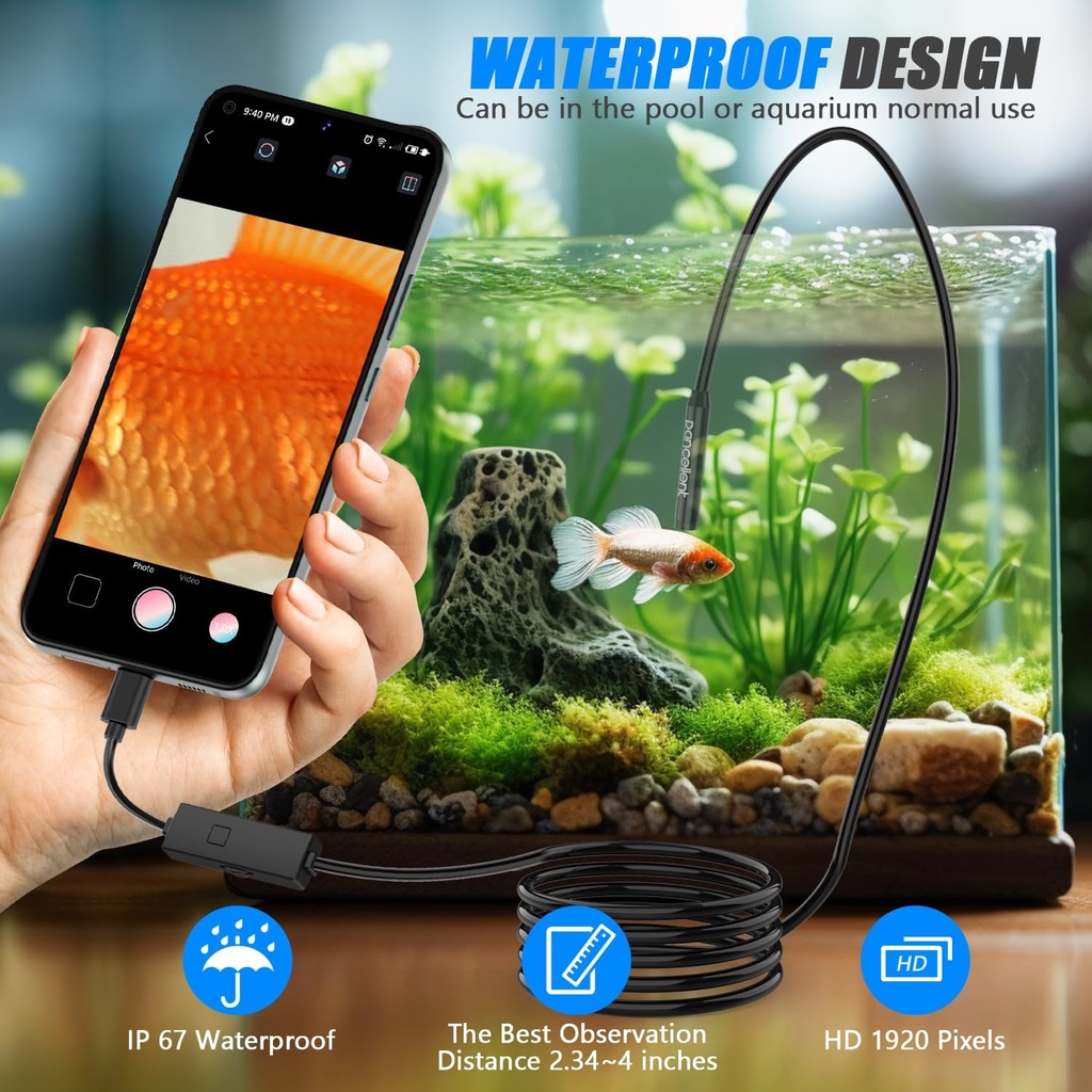 Endoscopic Inspection Snake 1920P HD Endoscopic pancellent Type C Camera with 8 LED Lights for Android and iOS Smartphone, iPhone, iPad, Samsung (5M) - Additional Image