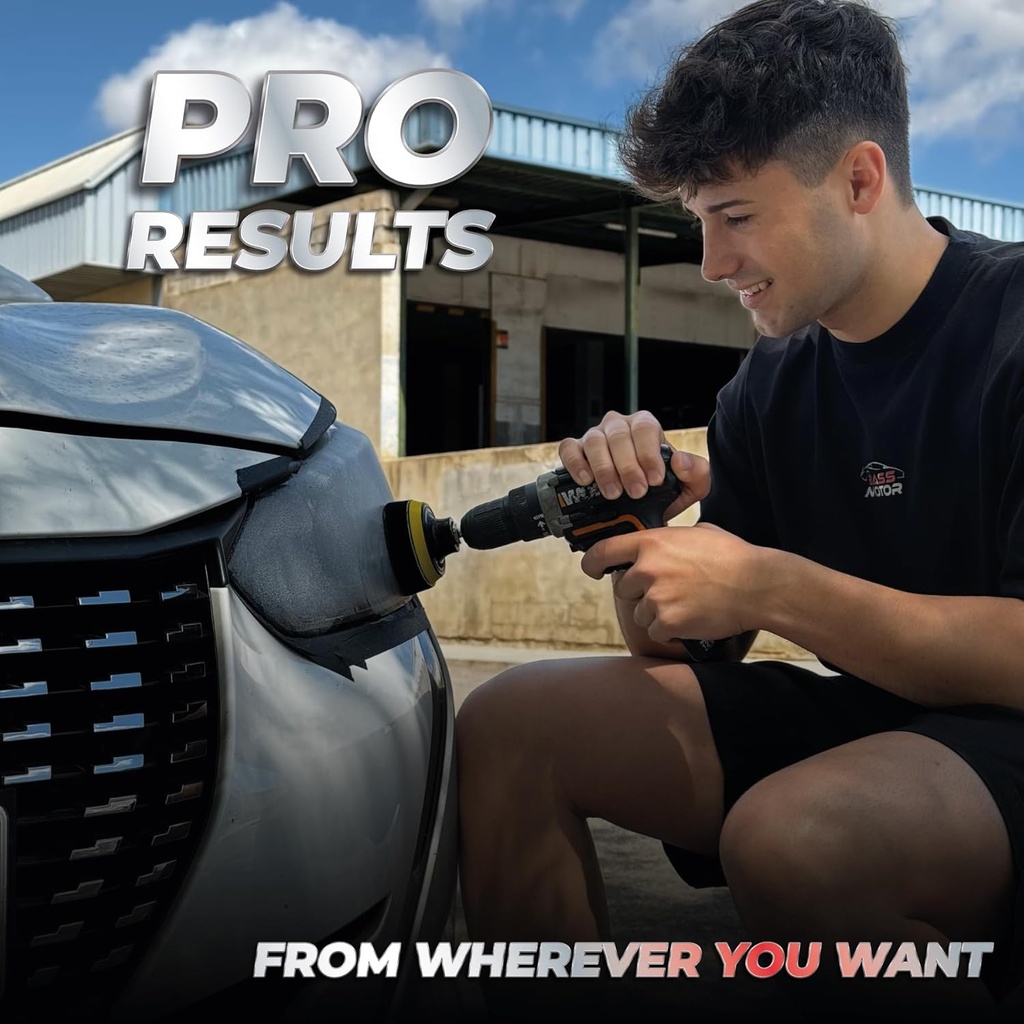 BassMotor Complete Kit for Polishing Dull and Worn Headlights for Car Restoration - Cleaning and Sanding Kit for Technical Inspection and Improving Visibility and Safety - Additional Image
