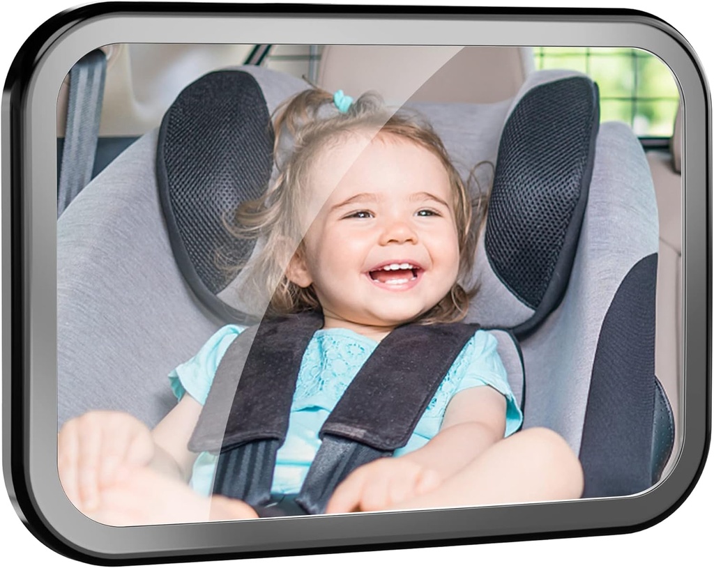 Baby Car Mirror, Rear Facing Car Mirror with Wide and Unobstructed View, Unbreakable & Adjustable Convex Rear Seat Mirror for Infants, Flexible and Stable - Additional Image