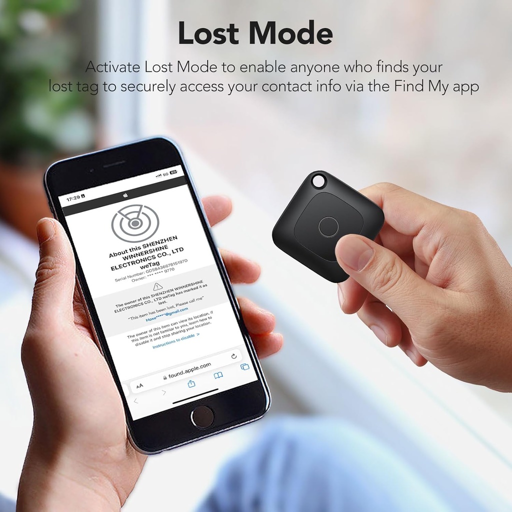 Hoxe 3 Pcs Object Locator Tracker, Air Tracker Tag Compatible with Locate App (iOS Only), 100dB Beep, Global Tracking, Replaceable Battery, Tracer for Keys/Suitcase/Bags and More, 3 Pieces - Additional Image
