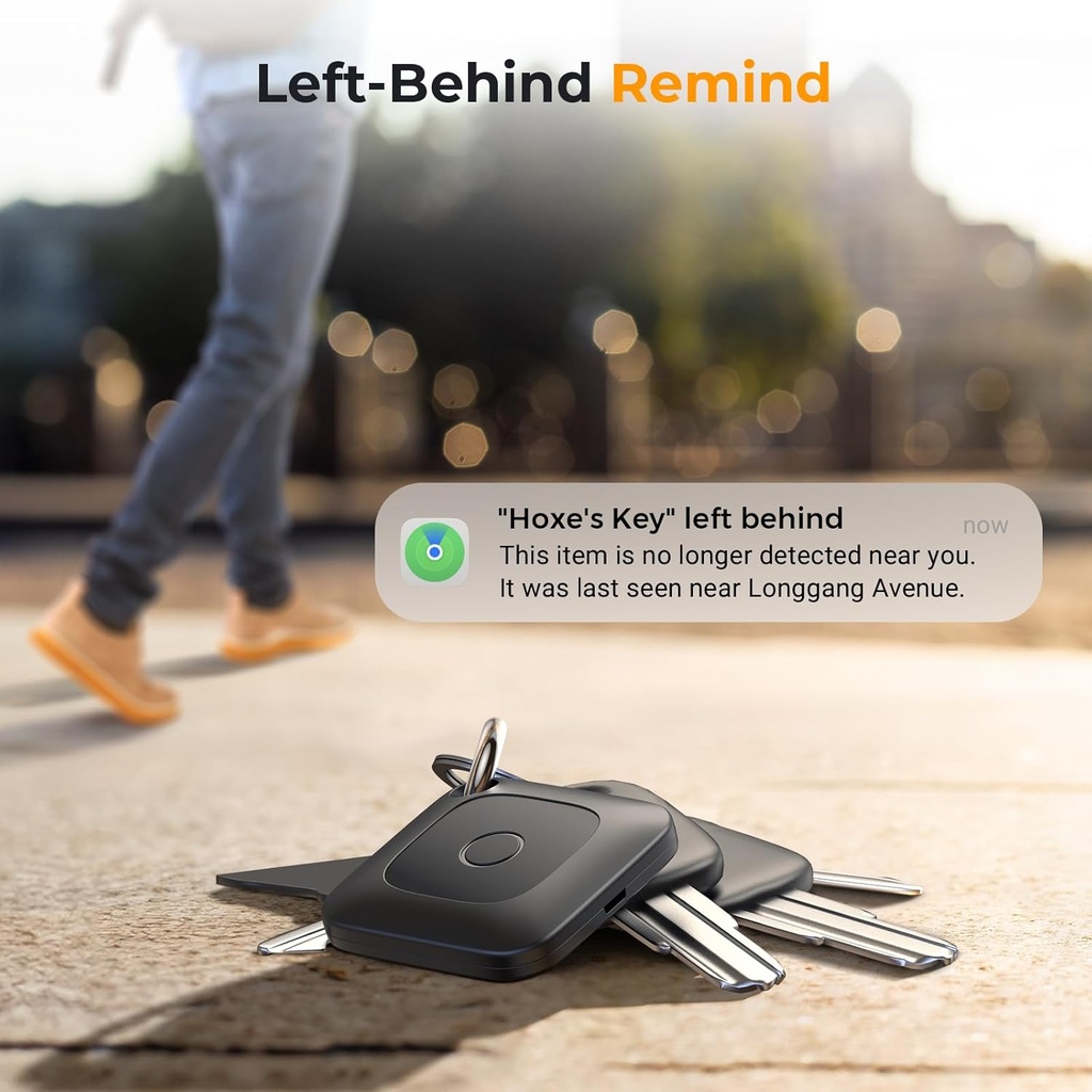 Hoxe Object Locator Tracker, Air Tracker Tag Compatible with Apple App Locate (iOS Only), 100dB Beep, Global Tracking, Replaceable Battery, Tracker for Keys/Suitcase and More, 1 pcs - Additional Image
