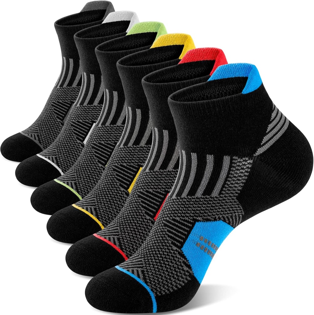 Niofind Men's Socks, Short Socks for Men and Women, Pack of 6 Pairs of Men's Sports Socks, Breathable and Sweat-wicking Cotton Socks for Running, Work, Hiking - Additional Image