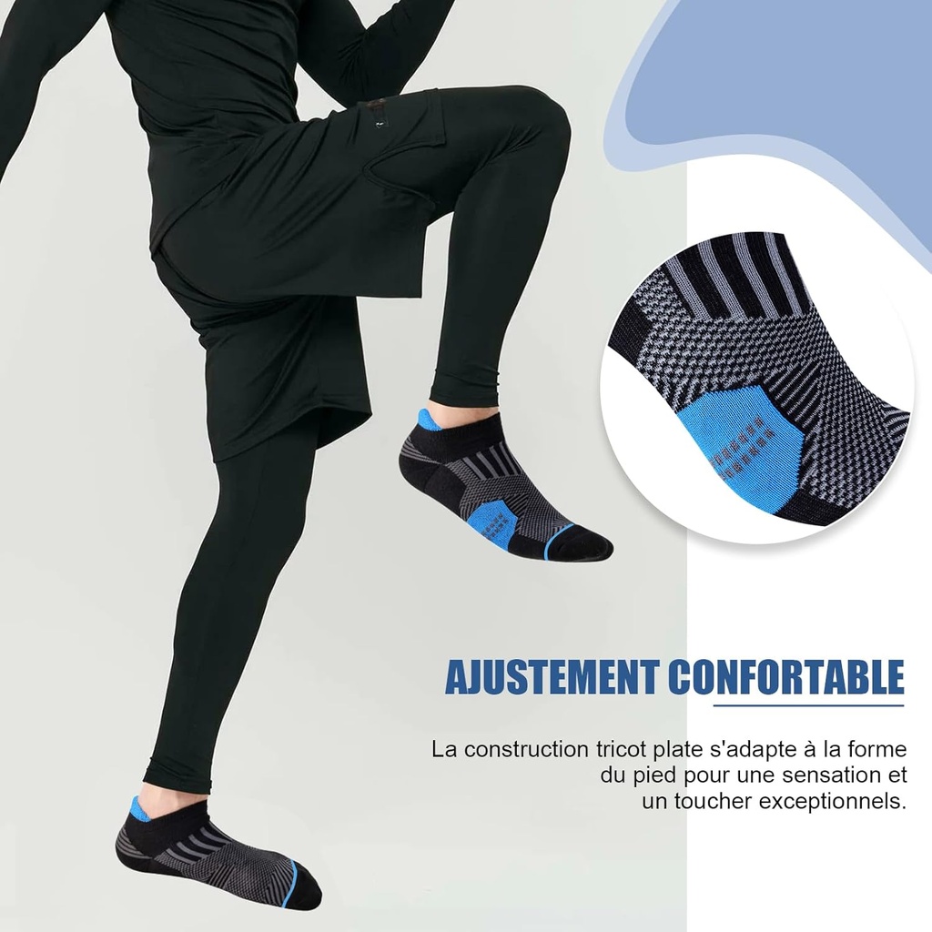 Niofind Men's Socks, Short Socks for Men and Women, Pack of 6 Pairs of Men's Sports Socks, Breathable and Sweat-wicking Cotton Socks for Running, Work, Hiking - Additional Image
