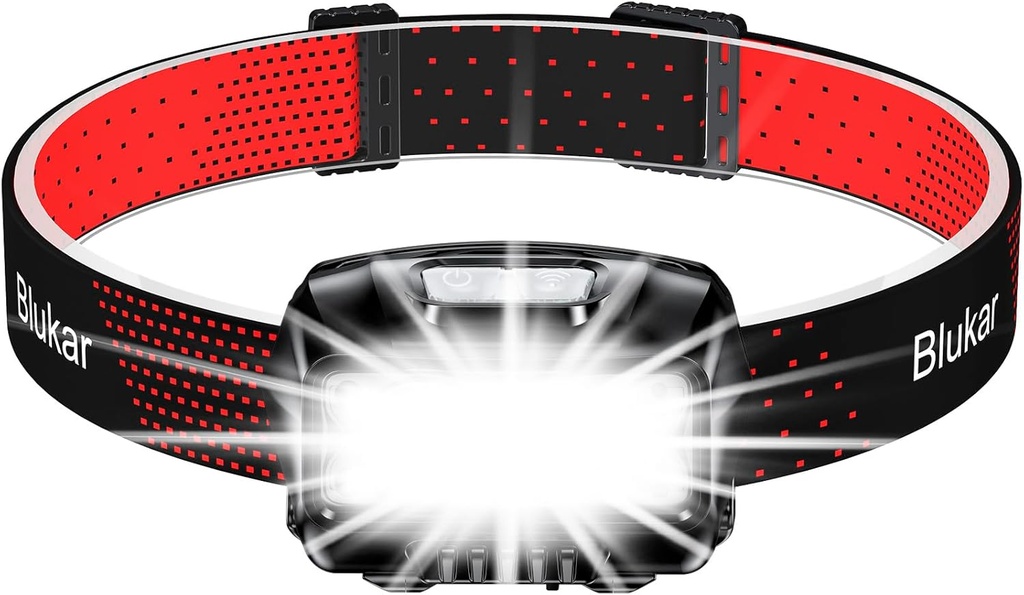 Blukar Rechargeable Headlamp, 2000LM Super Bright Waterproof Lightweight Powerful LED Head Torch with Red Indicator, 8 Lighting Modes, Motion Sensor, 30H Battery Life for Running/Emergency - Additional Image