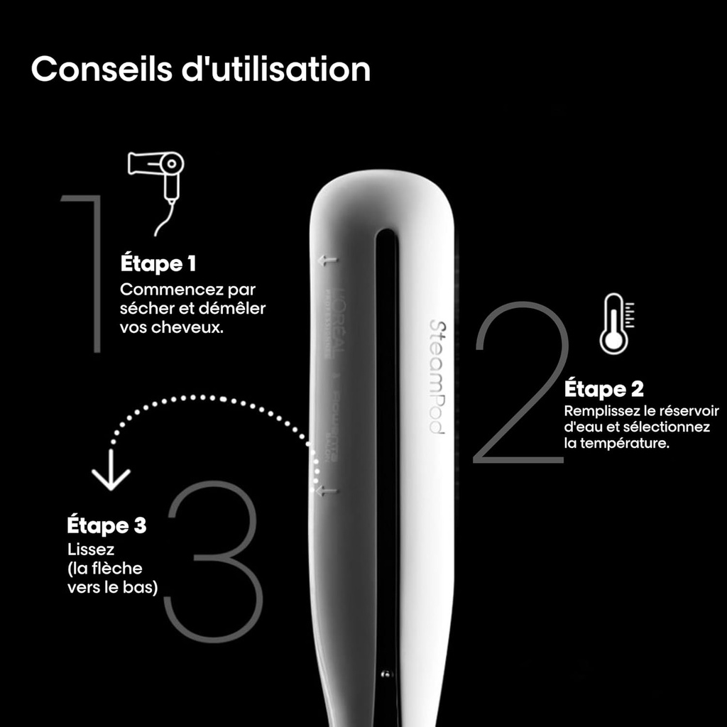 Steampod 3 Professional 2-in-1 Straightener: Smoothing & Wavy Ceramic Straightener with Steam Technology Suitable for All Hair Types – L'Oréal Professionnel - Additional Image