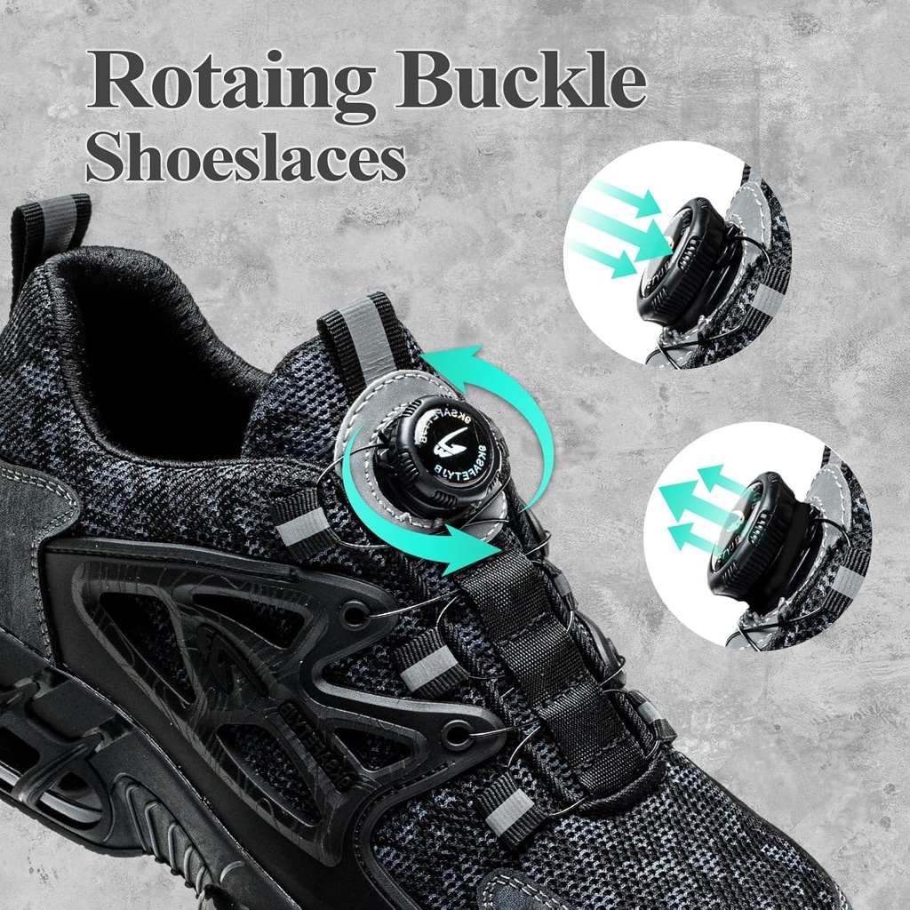 GemChve Safety Shoes Men Lightweight Breathable Women's Safety Sneakers Steel Toe Cap Non-Slip Comfortable Work Shoes 3-12 UK - Additional Image