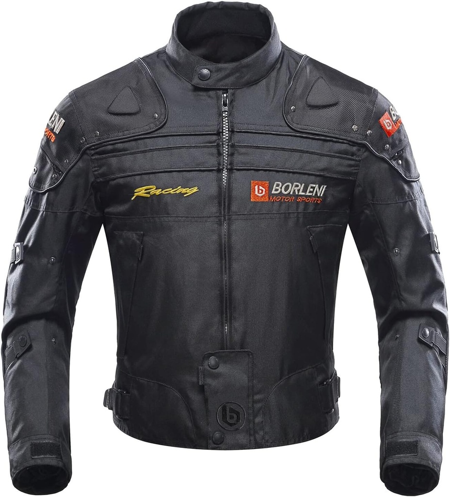 BORLENI Motorcycle Jacket, Motorcycle Jacket 4 Season Protective Gear Motorcycle Windproof with 5 Protectors Motorcycle Clothing for Men and Women, Black, L - Additional Image