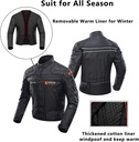 BORLENI Motorcycle Jacket, Motorcycle Jacket 4 Season Protective Gear Motorcycle Windproof with 5 Protectors Motorcycle Clothing for Men and Women, Black, L - Additional Image