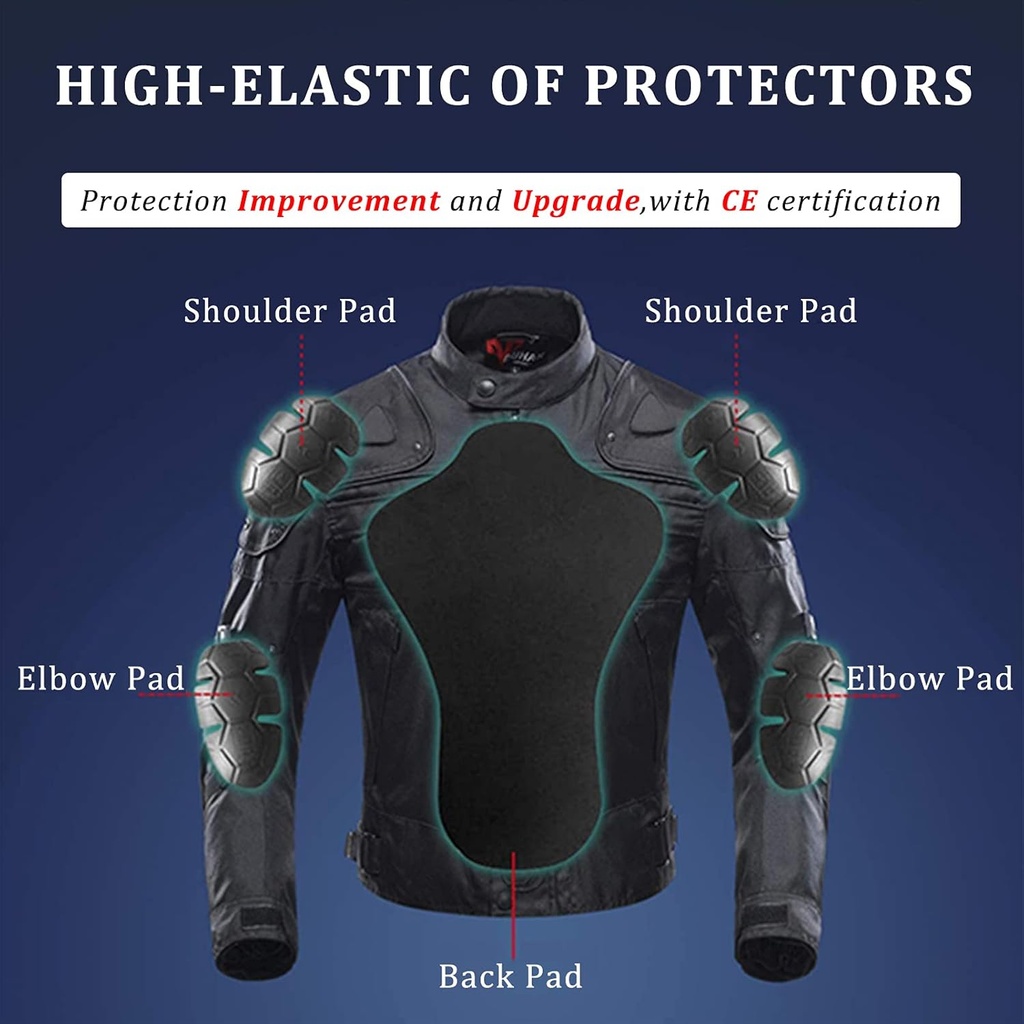 BORLENI Motorcycle Jacket, Motorcycle Jacket 4 Season Protective Gear Motorcycle Windproof with 5 Protectors Motorcycle Clothing for Men and Women, Black, L - Additional Image