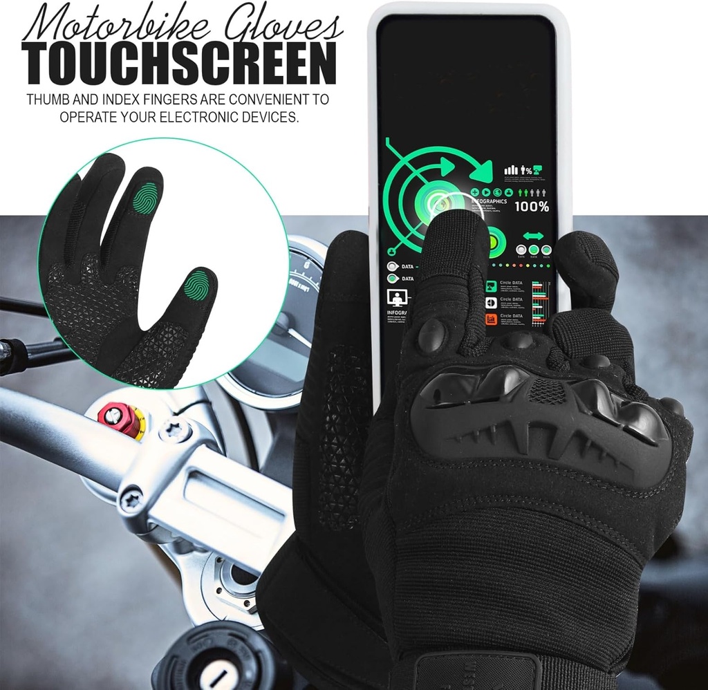WESTWOOD FOX Motorcycle Gloves for Men Women Breathable Touch Screen Motorcycle Gloves for Road Biking, Mountain Biking, Running, Cycling, Hiking, Motocross Racing. - Additional Image