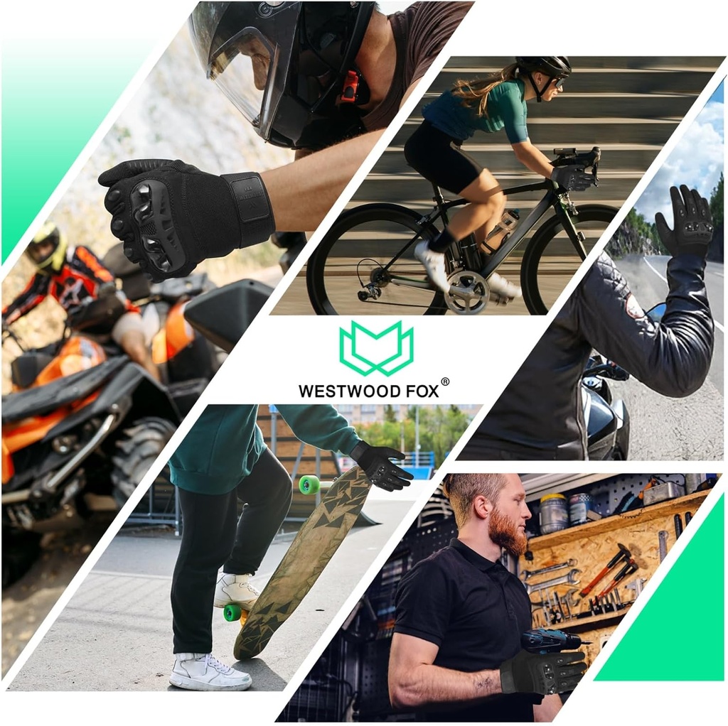 WESTWOOD FOX Motorcycle Gloves for Men Women Breathable Touch Screen Motorcycle Gloves for Road Biking, Mountain Biking, Running, Cycling, Hiking, Motocross Racing. - Additional Image