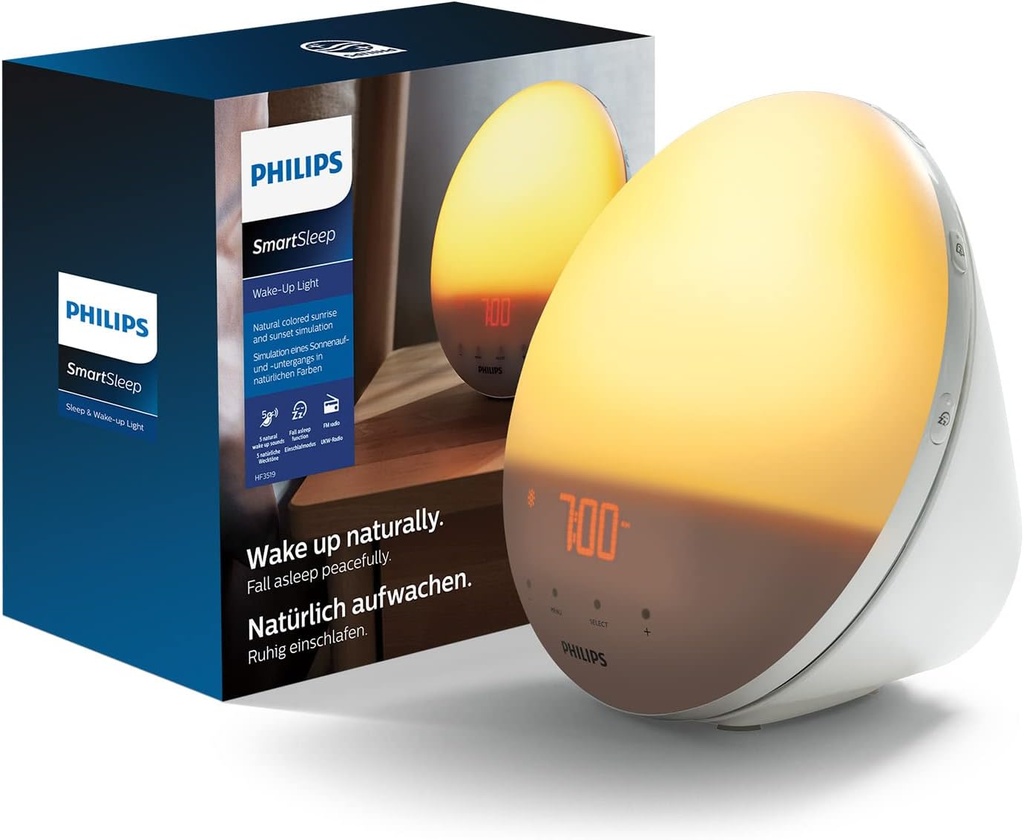 Philips Alarm Clock Radio Light with Night Light Function and Night Guide, USB Port (Model HF3531/01) - Additional Image