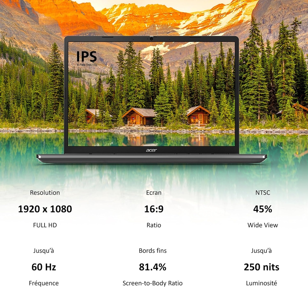 ACER Chromebook 515 CB515-2H-30U9, 15.6 inch Full HD IPS Laptop, Laptop (Intel Core i3-1215U, 8GB RAM, 128GB UFS, Intel UHD Graphics, Chrome OS) Laptop Grey, AZERTY Keyboard - Additional Image