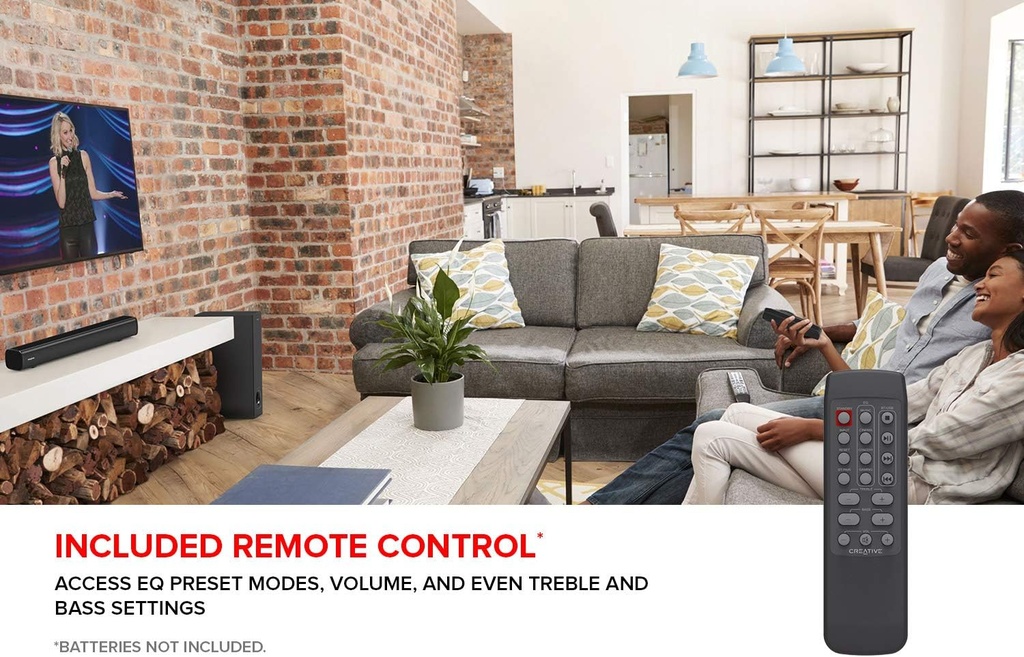 Creative Stage 2.1 Soundbar with Subwoofer for TV, Computer and Ultra Wide Screens, Bluetooth / Optical Input / ARC / AUX, Remote Control and Wall Mount Kit - Additional Image