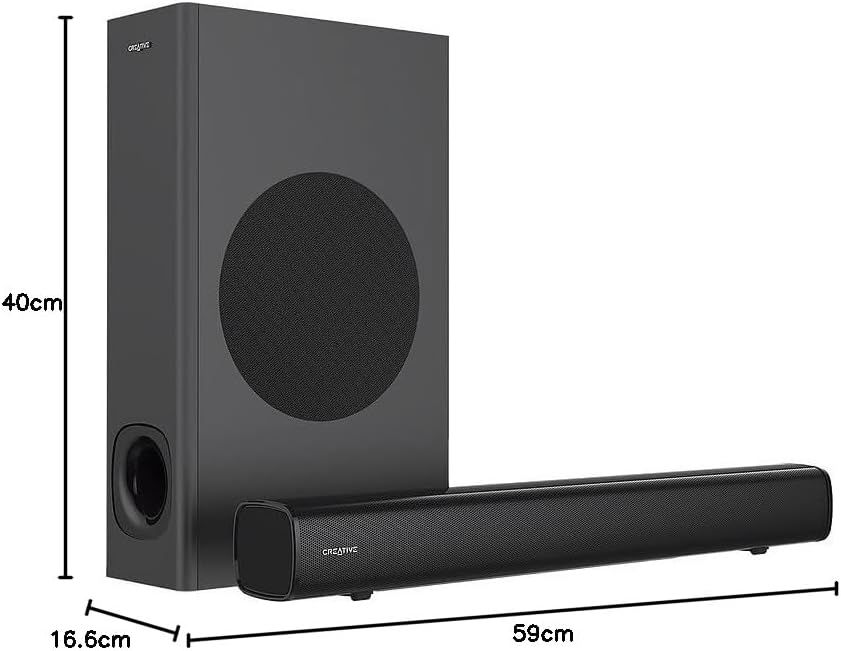 Creative Stage 2.1 Soundbar with Subwoofer for TV, Computer and Ultra Wide Screens, Bluetooth / Optical Input / ARC / AUX, Remote Control and Wall Mount Kit - Additional Image