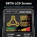 BSIDE Socket Tester RCD Tester for Outlets with Built-in Voltage Detector EBTN Display 3 Results Line Fault Test under Neutral and Earth Voltage Plug Leak Tester - Additional Image