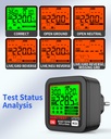 Socket Tester with RCD Test, Electric Circuit Tester, Automatic Polarity Voltage Detector, 30-260V, 6 Types of Failure Diagnostics, Voltage and Frequency Display (EU Plug) - Additional Image