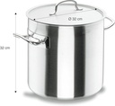 LACOR High pot made of stainless steel with lid, suitable for all types of kitchens, matt finish, capacity: 25.7 L, height: 32 cm, diameter: 32 cm, metal, silver, 32 Ø (cm) - Additional Image