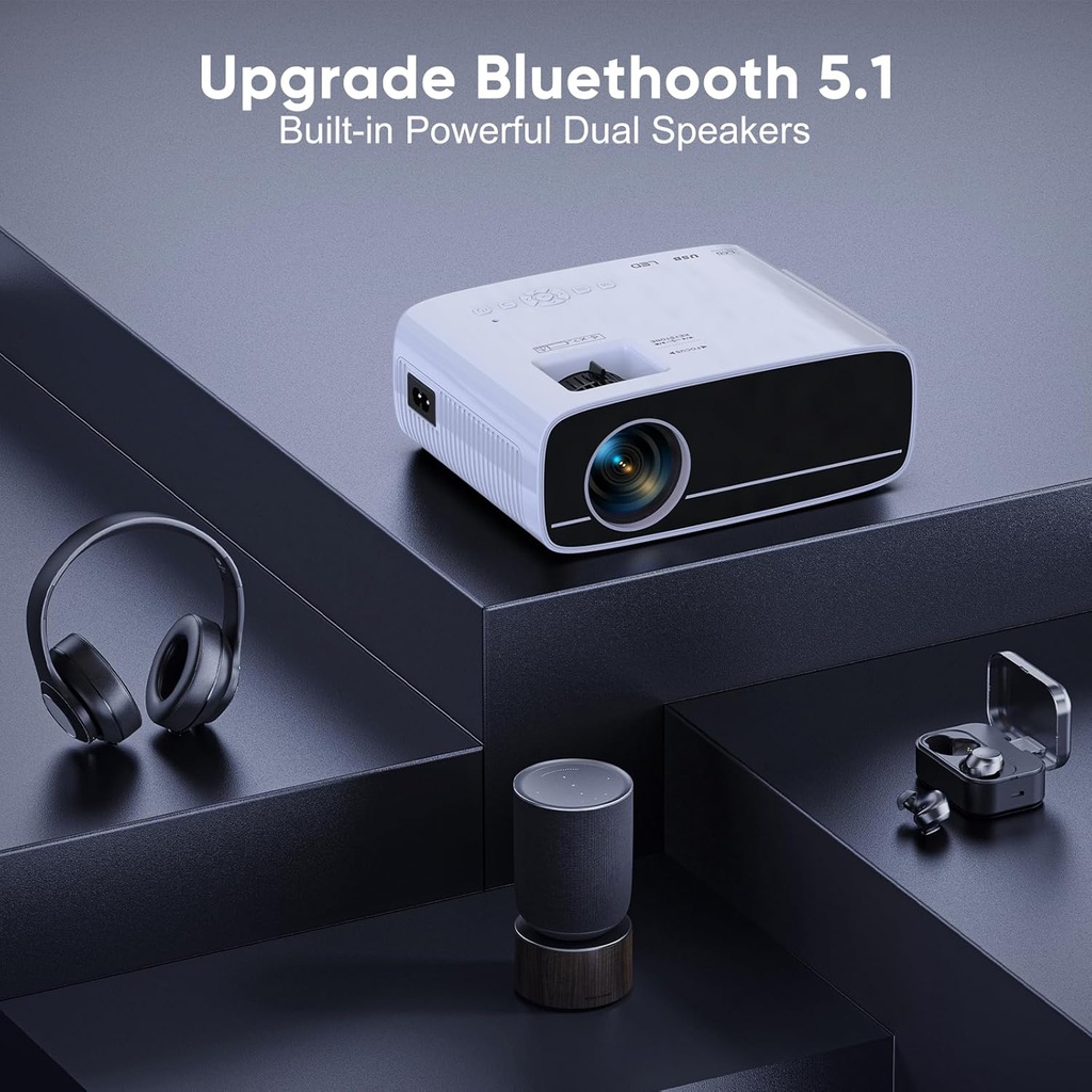 4K Projector Supported, Native 1080P 5G WiFi Bluetooth Projector with 50% Zoom, AKATUO Mini Portable Projector LED Overhead Projector Home Theater 200 Inches for Smartphone/TV Stick/HDMI/USB - Additional Image