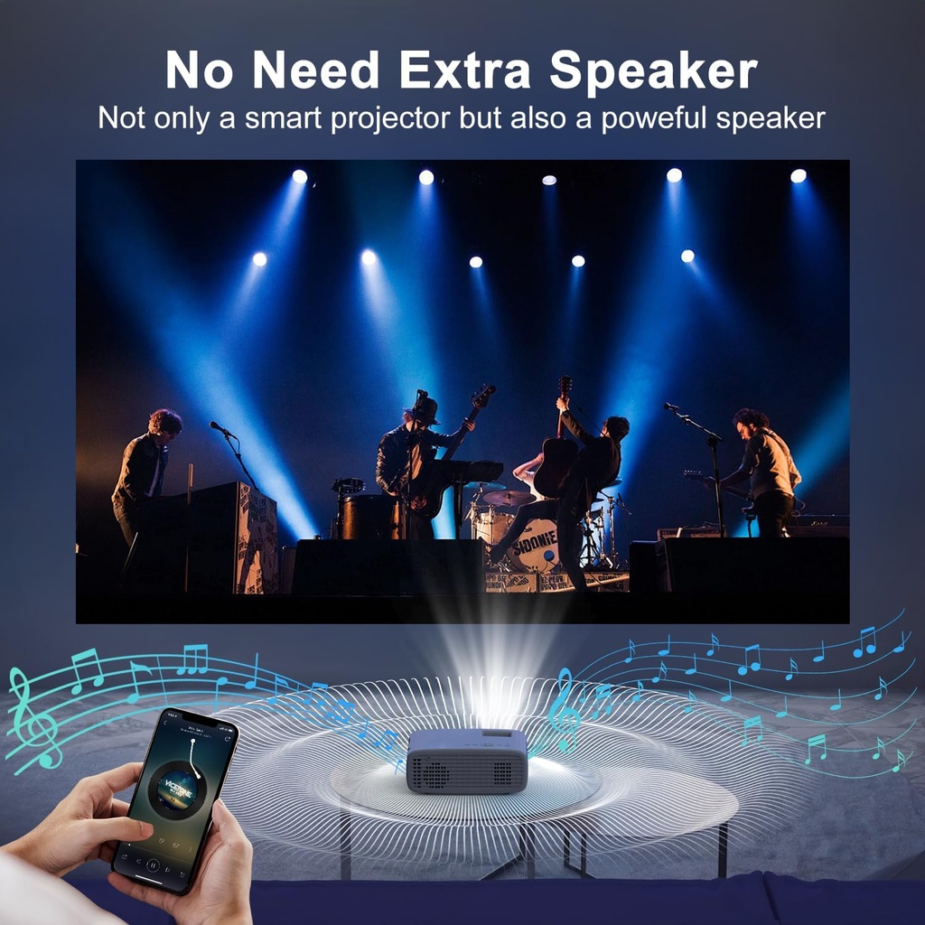 4K Projector Supported, Native 1080P 5G WiFi Bluetooth Projector with 50% Zoom, AKATUO Mini Portable Projector LED Overhead Projector Home Theater 200 Inches for Smartphone/TV Stick/HDMI/USB - Additional Image