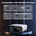 4K Projector Supported, Native 1080P 5G WiFi Bluetooth Projector with 50% Zoom, AKATUO Mini Portable Projector LED Overhead Projector Home Theater 200 Inches for Smartphone/TV Stick/HDMI/USB - Additional Image