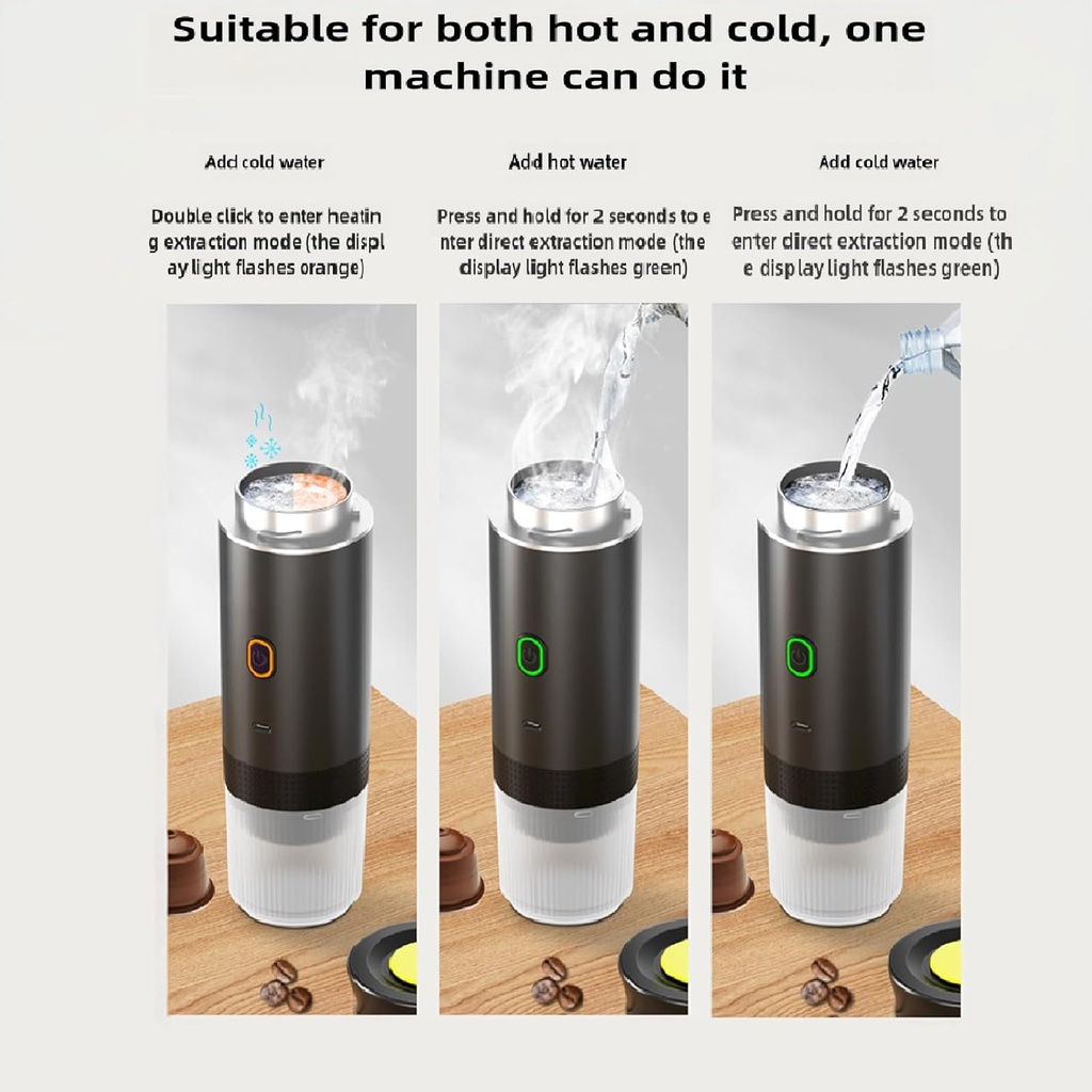 Electric Espresso Machine Portable Cordless Self-Heating Espresso Coffee Machine 60ml Travel Espresso Coffee Machine for Nespresso Ground Coffee Capsule Camping Car RV Hiking Office - Additional Image