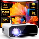 4K Projector Supported, Native 1080P 5G WiFi Bluetooth Projector with 50% Zoom, AKATUO Mini Portable Projector LED Overhead Projector Home Theater 200 Inches for Smartphone/TV Stick/HDMI/USB - Additional Image