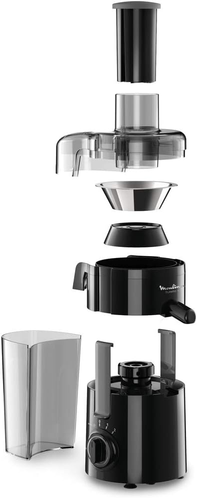 Moulinex Frutelia Plus JU370810 Juicer, 950 ml, 350 W, 2 Speed, 6 cm Mouth, Stainless Steel Filter, Compact, Homemade Fruit and Vegetable Juice, Black - Additional Image