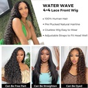 RXY Women's Natural Brazilian Water Wave 4x4 Closure Lace Wig Human Hair 18 Inches (46 cm) Lace Front Wig Human Hair 180% Density Human Hair for Black Women Nature Color - Additional Image