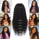 RXY Women's Natural Brazilian Water Wave 4x4 Closure Lace Wig Human Hair 18 Inches (46 cm) Lace Front Wig Human Hair 180% Density Human Hair for Black Women Nature Color - Additional Image