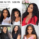 RXY Women's Natural Brazilian Water Wave 4x4 Closure Lace Wig Human Hair 18 Inches (46 cm) Lace Front Wig Human Hair 180% Density Human Hair for Black Women Nature Color - Additional Image