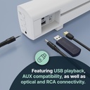 Majority Bowfell | Bluetooth Sound Bar for TVs | 2.0 50W Stereo Speakers for TV or PC | Optical Input, RCA, USB & AUX | 39 cm, EQ Settings, Remote Control Included (White) - Additional Image