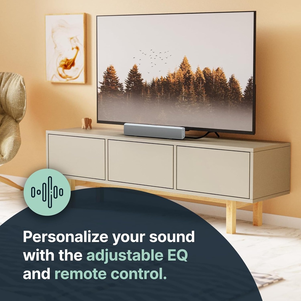 Majority Bowfell | Bluetooth Sound Bar for TVs | 2.0 50W Stereo Speakers for TV or PC | Optical Input, RCA, USB & AUX | 39 cm, EQ Settings, Remote Control Included (White) - Additional Image