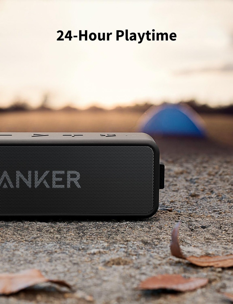 Anker Portable Bluetooth Speaker, SoundCore 2 Wireless Speaker with Powerful Bass, 24 Hours Battery Life, 20m Range, IPX7 Waterproof and Built-in Microphone - Black - Additional Image